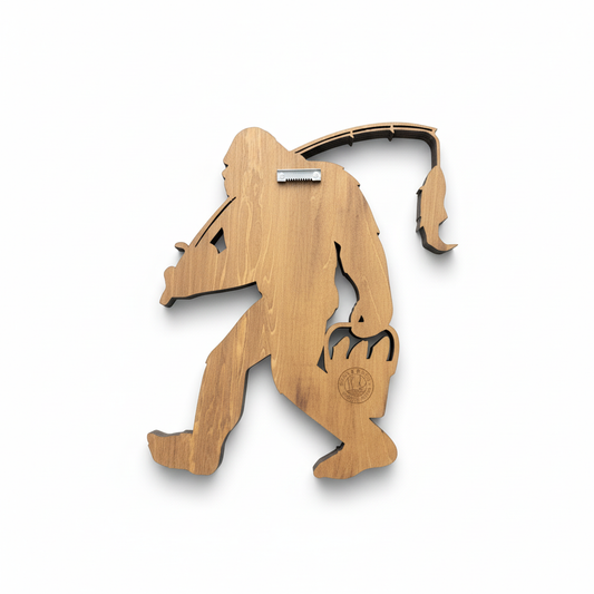 Bigfoot Fishing Wall Art Back - Studio White Background