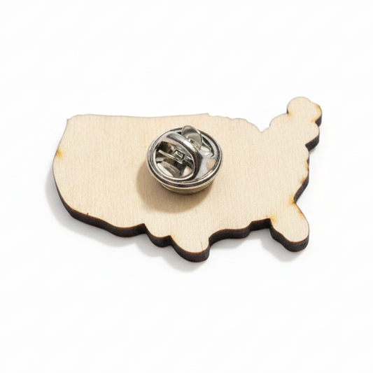 USA Flag Wooden Pin - Back View