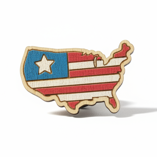 USA Flag Wooden Pin - Correct Orientation